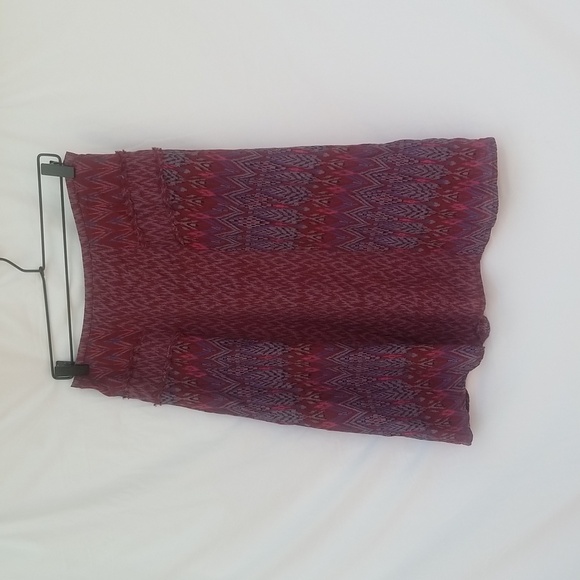 Prana women's a line skirt burgundy/gray/blue/black pattern size 6 - Picture 1 of 6